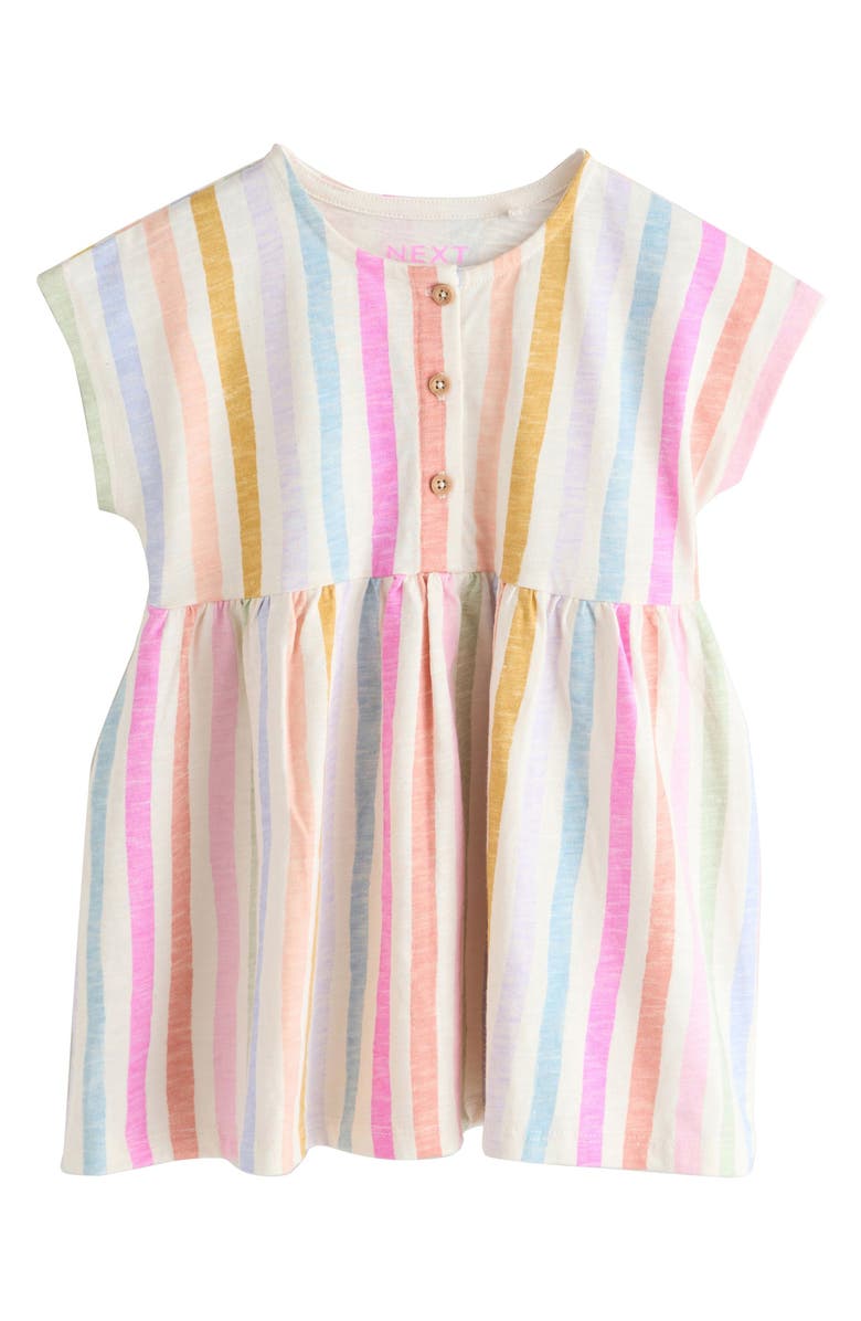 NEXT Kids' Rainbow Cotton Button-Up Dress, Main, color, White Multi