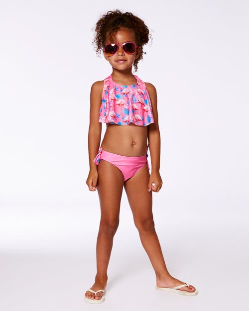 Deux Par Deux Little Girl's Printed Two-piece Swimsuit Candy Pink And Pink Flamingo In Candy Pink And Pink Flamingo
