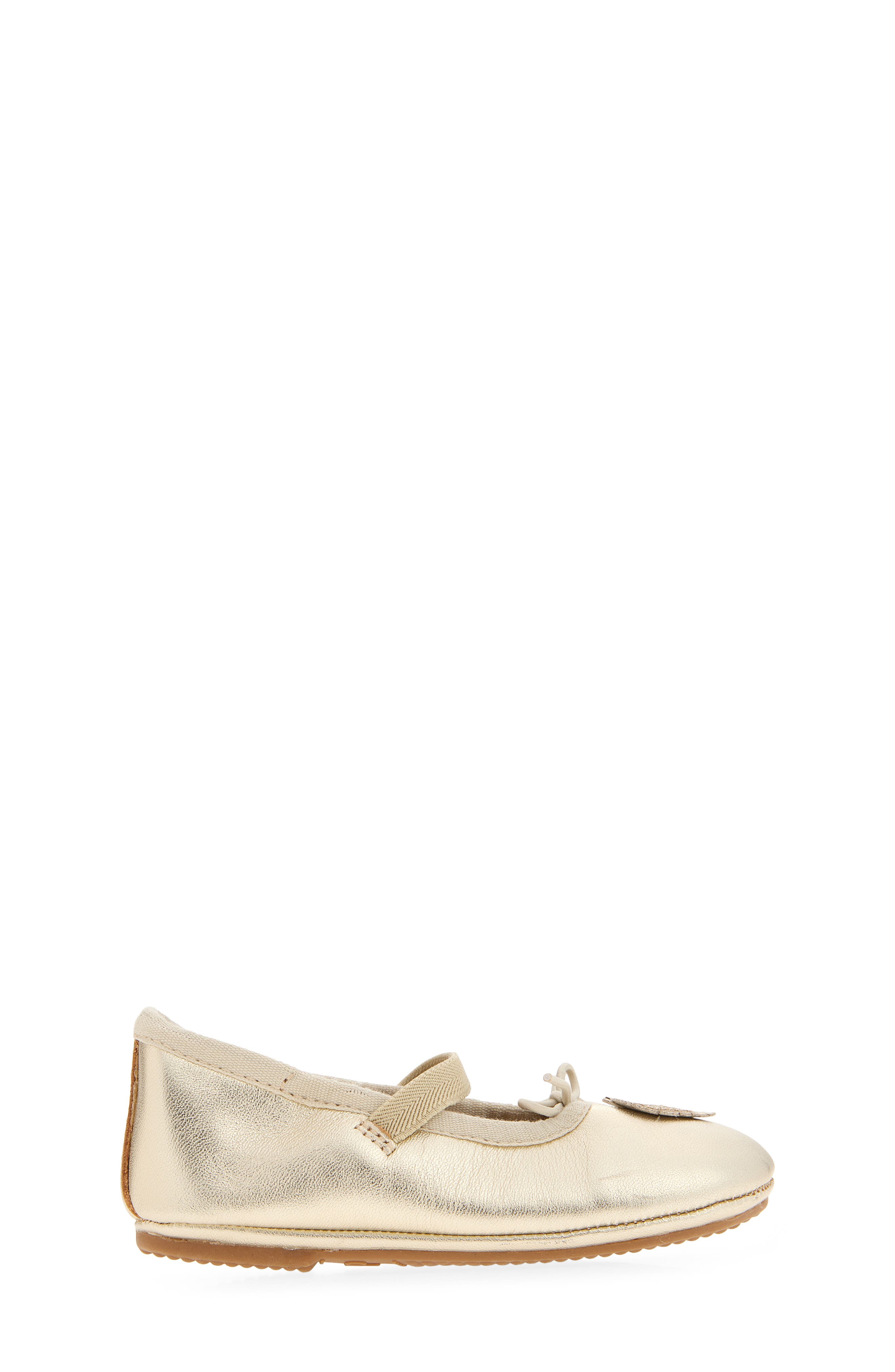 Kids' Heart Ruffle Mary Jane Flat, Alternate, color, GLAM GOLD / VANILLA