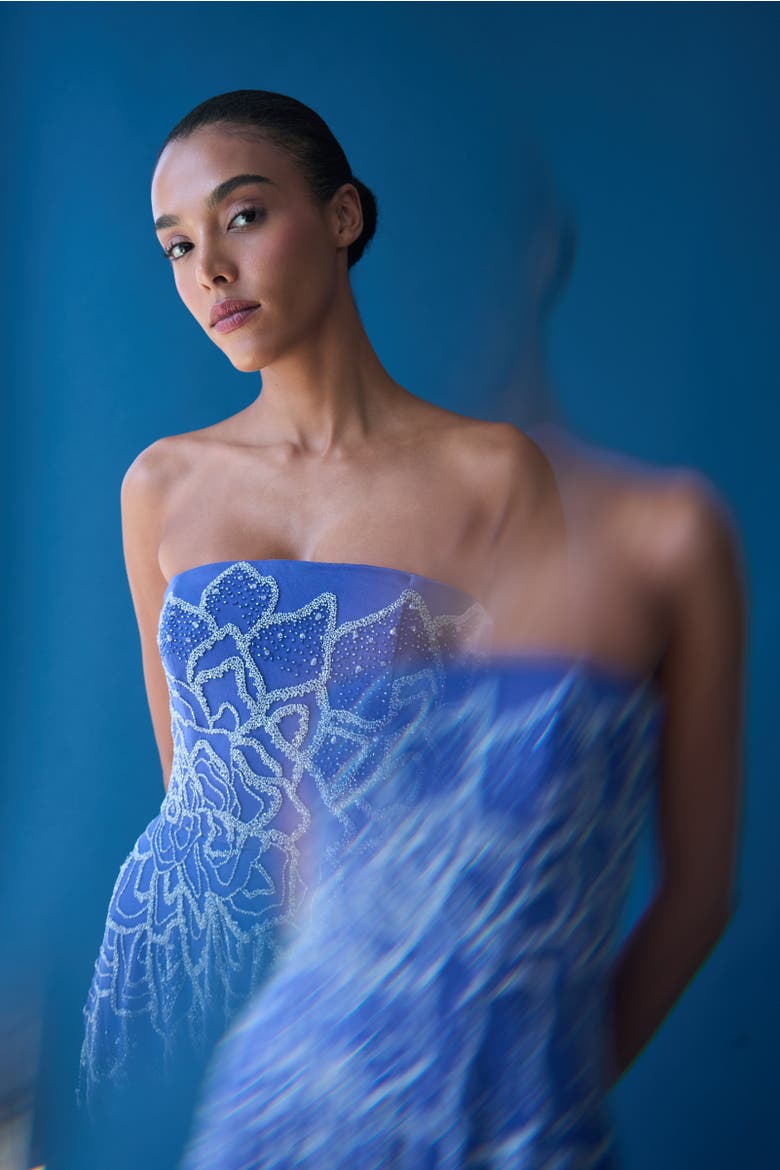 Ramona Ombre Beaded Gown, Alternate, color, Iris Bloom