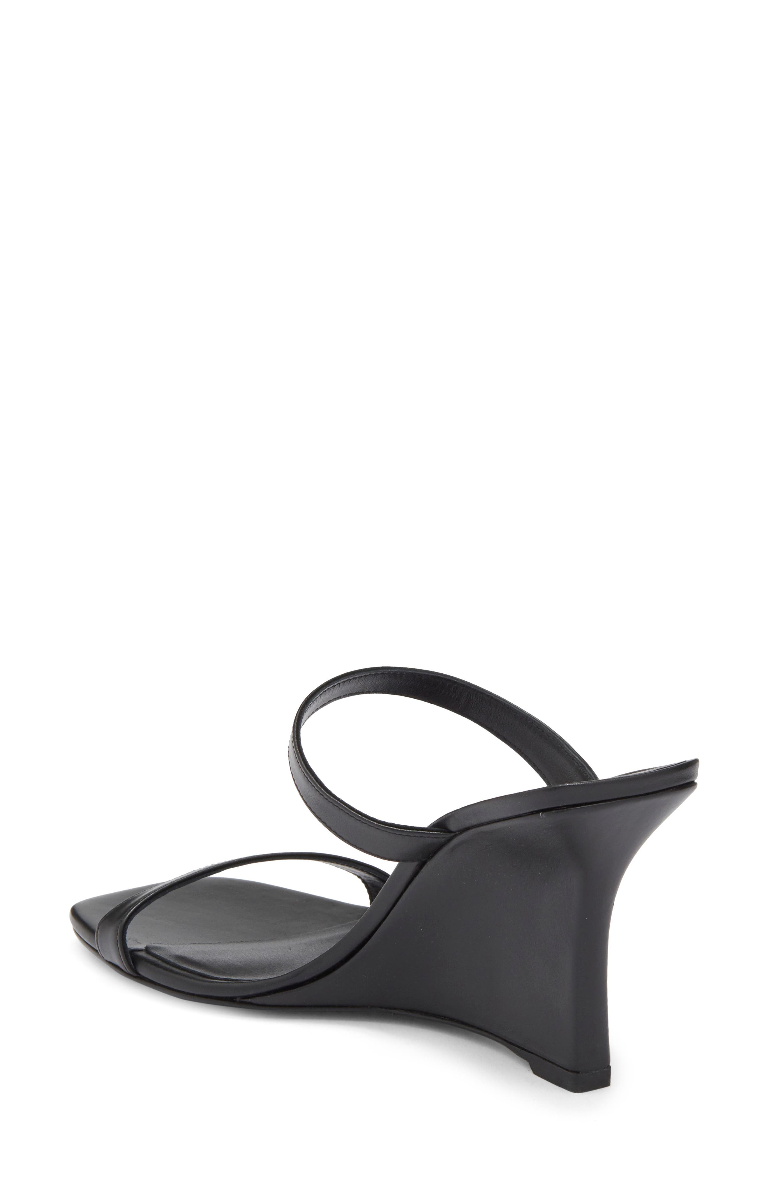 Stuart Weitzman Vinnie Wedge Slide 85 Sandal, Alternate, color, Black Smooth Calf