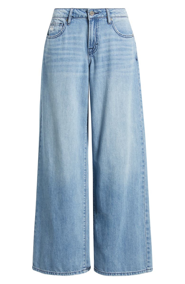 HIDDEN JEANS Raw Hem Crossover Waist Ankle Wide Leg Jeans, Alternate, color, Lt.wash