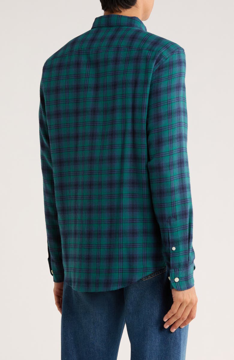 Original Penguin Plaid Flannel Button-Up Shirt, Alternate, color, Sargasso Sea