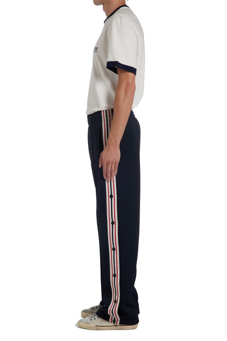 Side Stripe Snap Track Pants, Alternate, color, DARK BLUE/ PAPYRUS