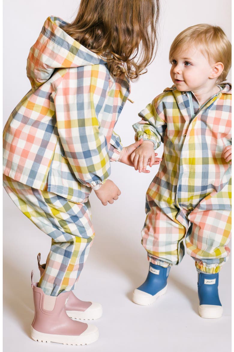 Kids' Park Hooded Organic Cotton Rain Suit, Alternate, color, PICNIC