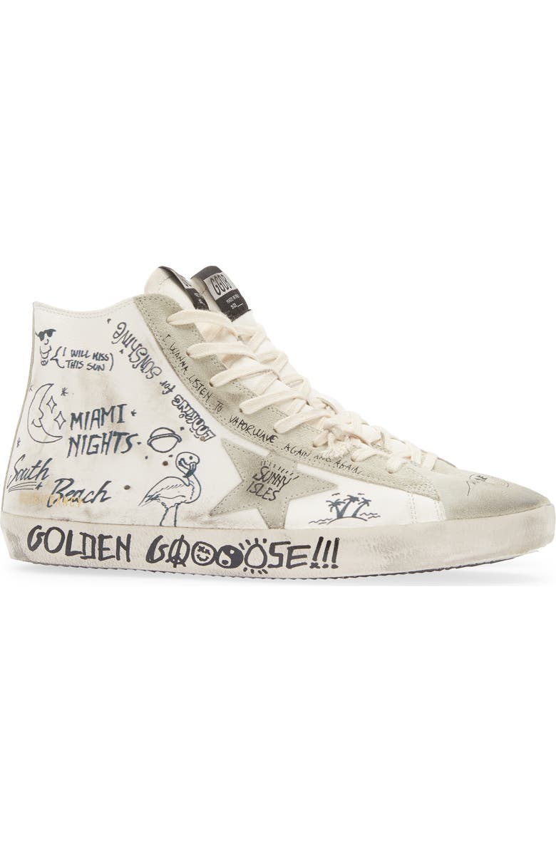Golden Goose Francy Leather High Top Sneaker, Alternate, color, White/ Ice/ Black