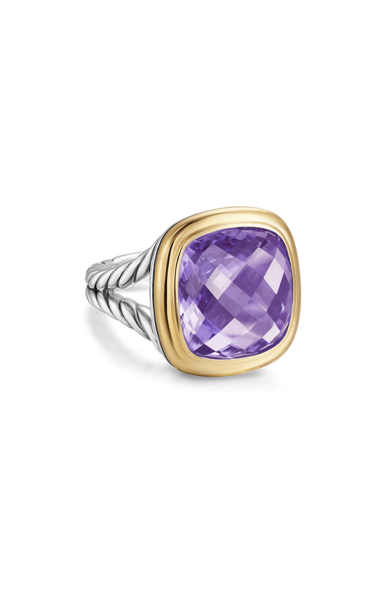 David Yurman Albion<sup>®</sup> Ring in Sterling Silver with 18K Yellow Gold and Amethyst, 15mm, Main, color, Amethyst
