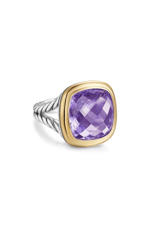 Albion® Ring in Sterling Silver with 18K Yellow Gold and Amethyst, 15mm