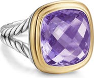 David Yurman Albion® Ring in Sterling Silver with 18K Yellow Gold and Amethyst, 15mm