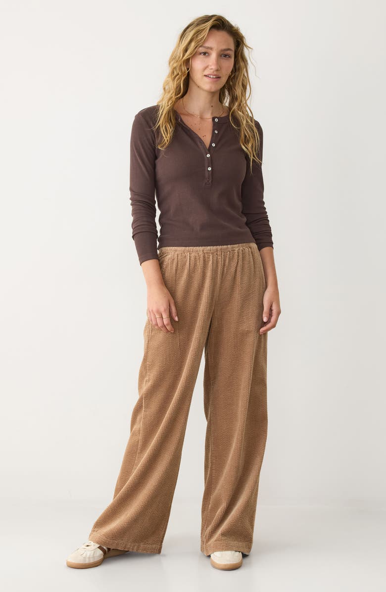 Marine Layer Allison Pull-On Wide Leg Corduroy Pants, Alternate, color, Cocoa Brown