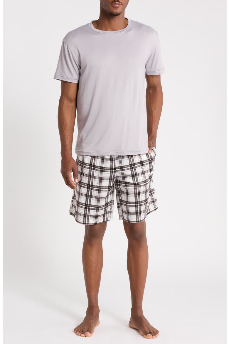 Crewneck T-Shirt & Shorts Pajama Set, Main, color, OMBRE BLUE/BRIGHT WHITE