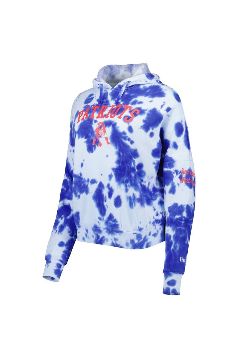 Women's New Era Royal New England Patriots Cloud Dye Fleece Pullover Hoodie, Alternate, color, Royal