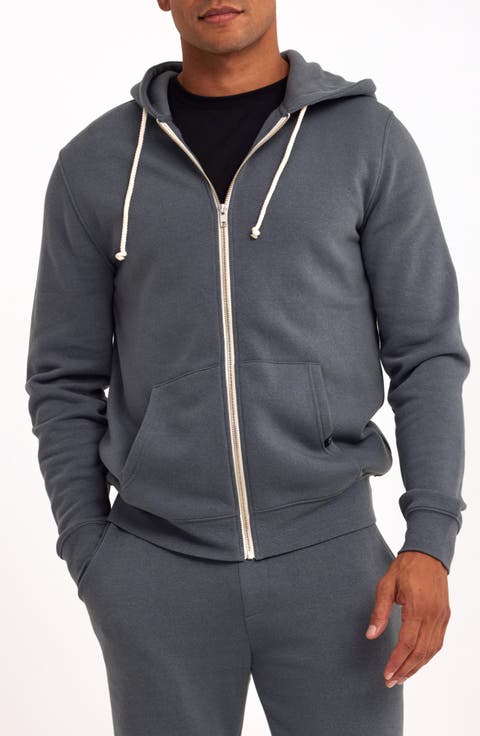 Trim Fit Heathered Fleece Zip Hoodie