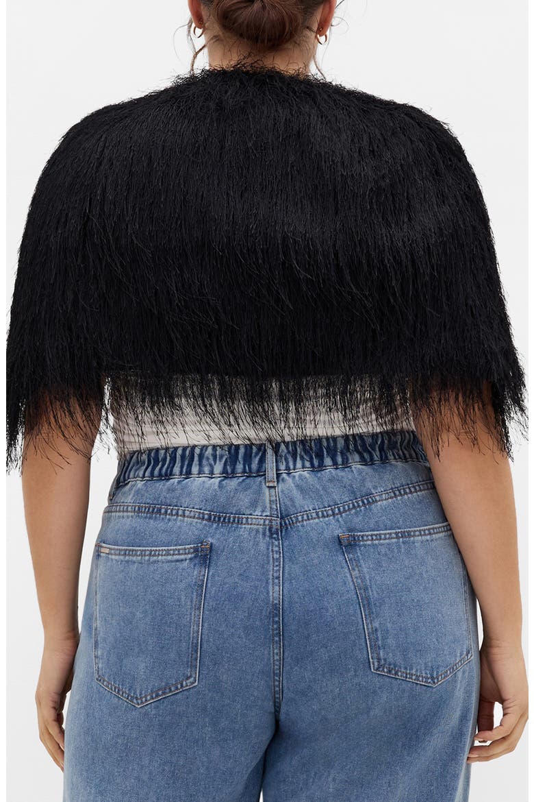 Susie Fringe Capelet, Alternate, color, BLACK