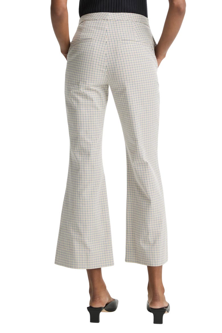 Gardeners Check Stretch Cotton Kick Flare Pants, Alternate, color, STONE/TAN