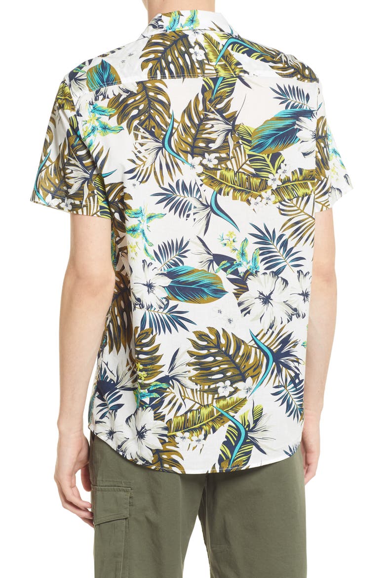 Men's Regular Fit Short Sleeve Button-Up Shirt, Alternate, color, OFF WHITE