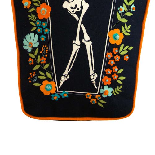 C & F Home C&f Home Dancing Halloween Skeleton Floral Flowers 100% Cotton Accent Pillow 12.5" X 18" In Black