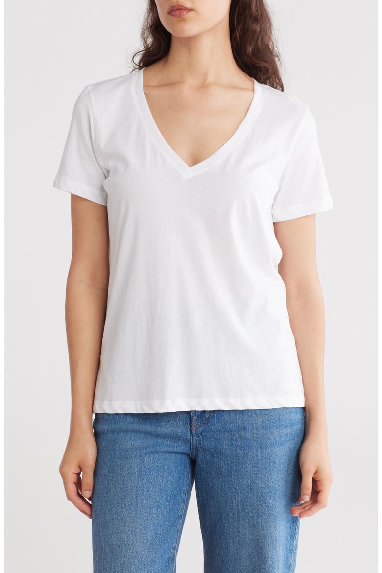 Softfade V-Neck Tee, Main, color, WHITE