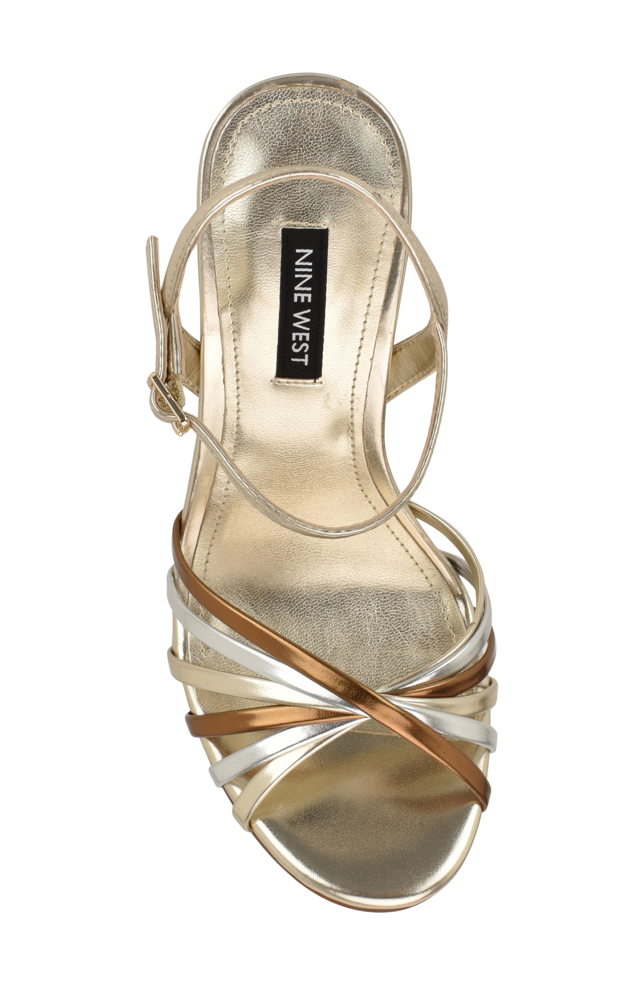 Nine West Meripen Ankle Strap Sandal, Alternate, color, Gold Multi
