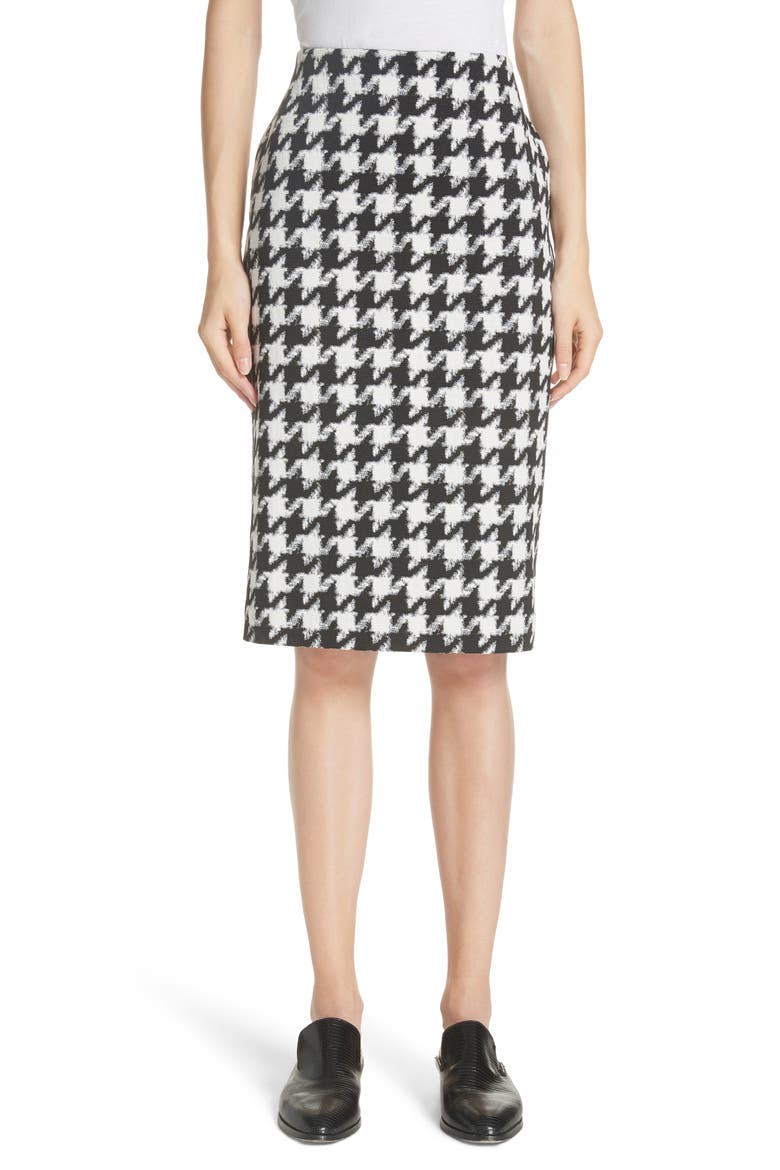 Riami Houndstooth Pencil Skirt, Main, color, BLACK/ WHITE