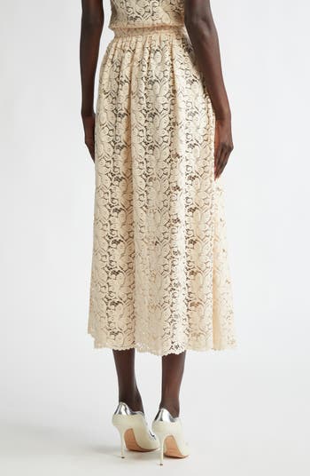Floral Guipure Lace Midi Skirt