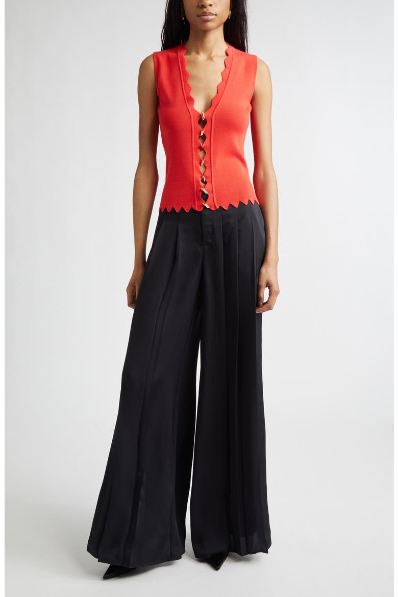 Yvette Satin Wide Leg Pants, Alternate, color, BLACK