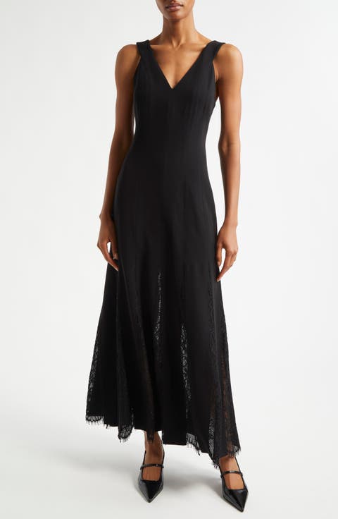 Emmie Lace Paneled Midi A-Line Dress