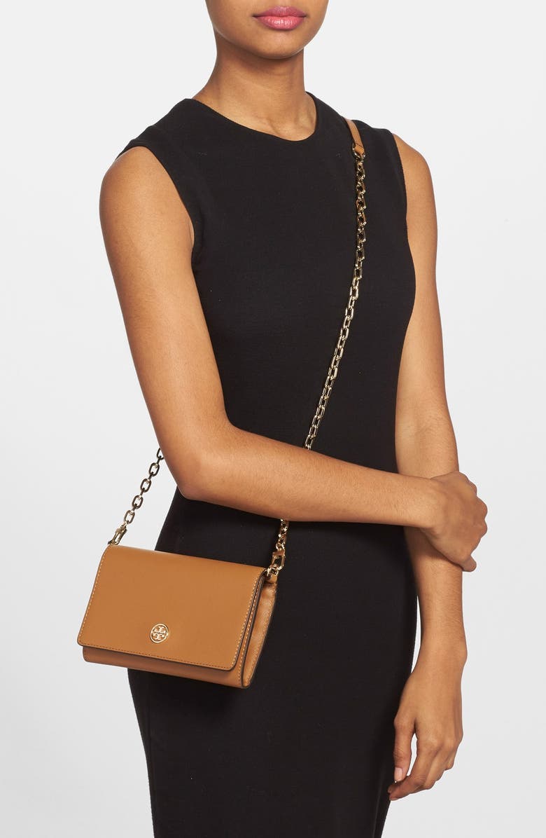 Tory Burch 'Robinson' Leather Wallet on a Chain, Alternate, color, 