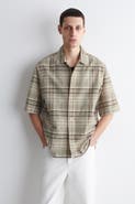 COS Checked Linen-blend Short-sleeved Shirt