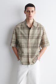 COS Checked Linen-blend Short-sleeved Shirt