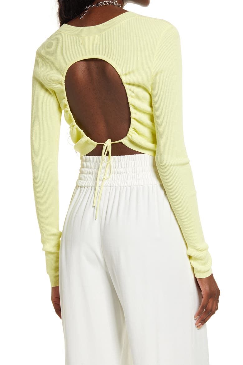 Open Back Sweater, Alternate, color, YELLOW ELFIN
