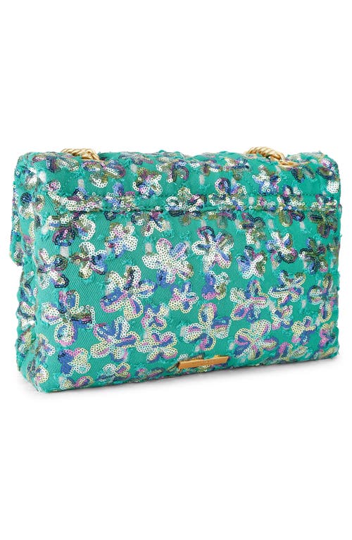 Kurt Geiger London Large Kensingston Sequin Soft Quilted Convertible Shoulder Bag In Green