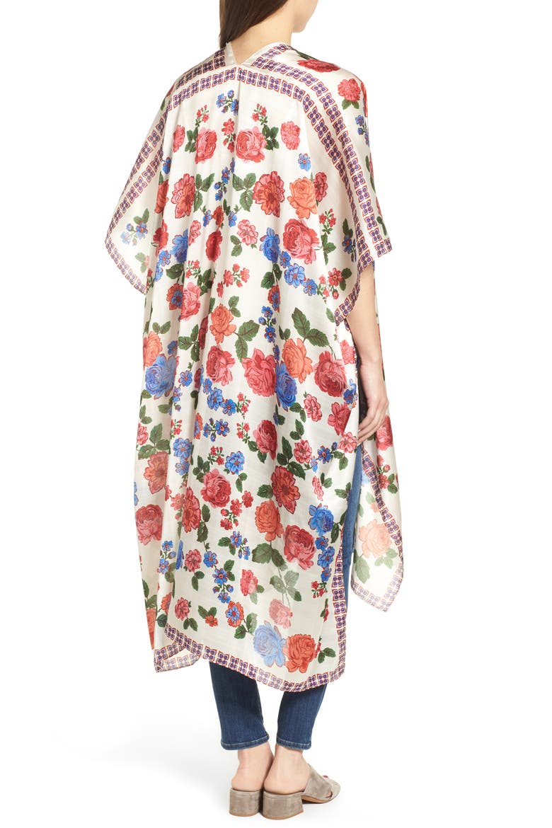 Floral Maxi Ruana, Alternate, color, IVORY