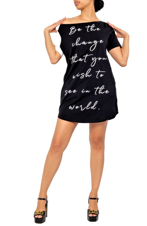 DAI MODA DAI MODA CHANGE GRAPHIC ONE-SHOULDER COTTON BLEND T-SHIRT DRESS
