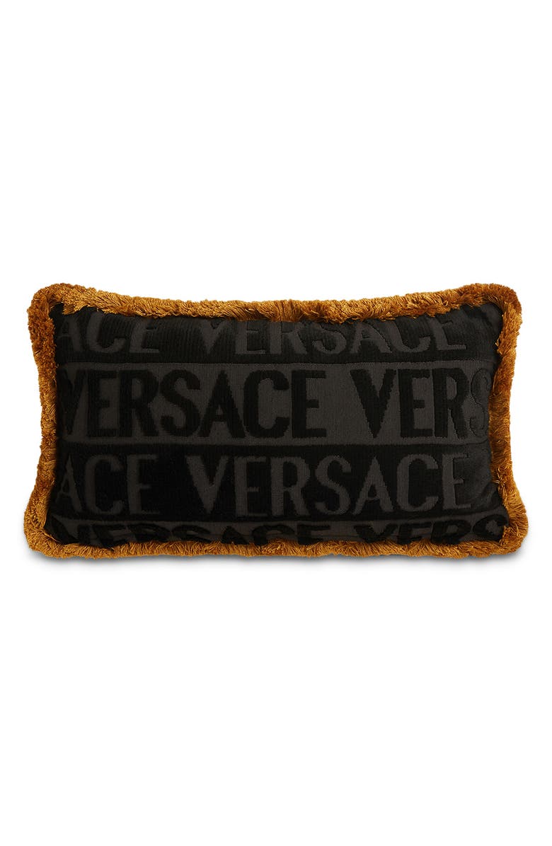 Versace Sequin Logo Fringe Accent Pillow, Alternate, color,