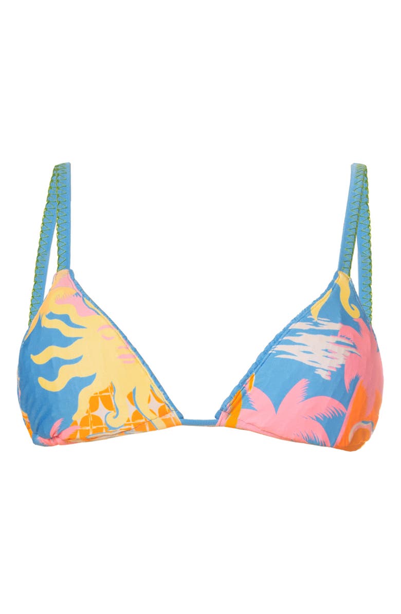 Maaji Ocean Drift Row Smocked Reversible Bikini Top, Alternate, color, Blue