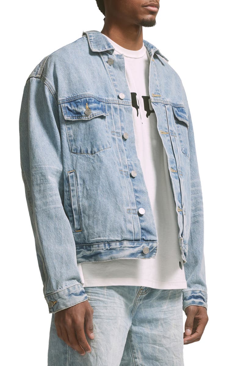 PURPLE BRAND Embroidered Cotton Denim Trucker Jacket, Alternate, color,