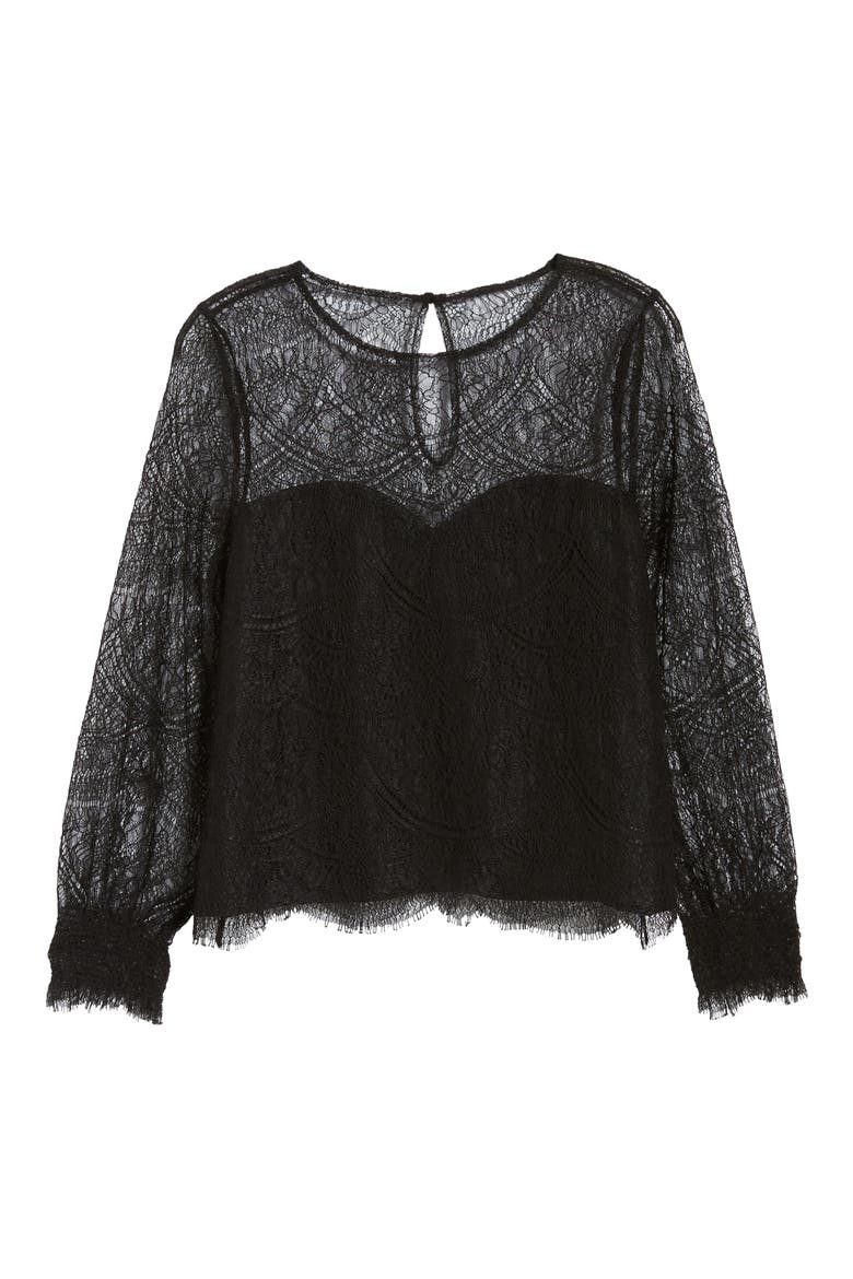 Jenevera Illusion Lace Top, Alternate, color, BLACK