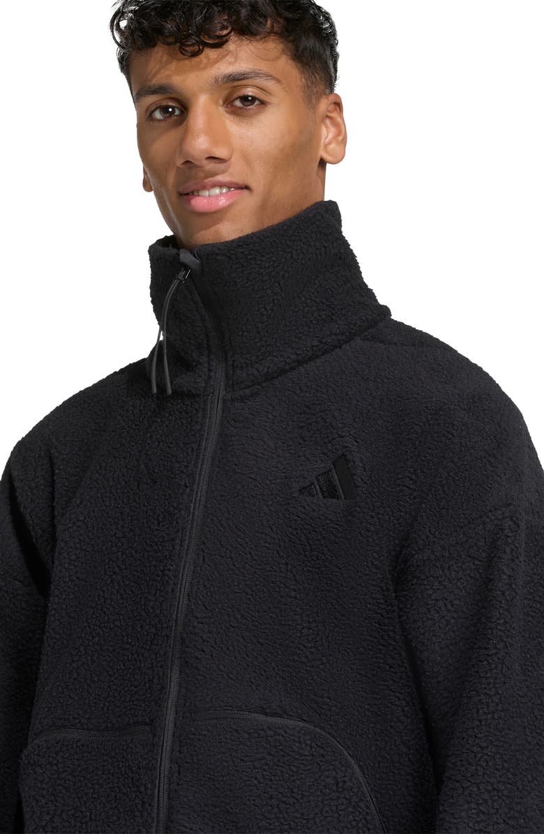 adidas City Tech High Pile Fleece Full Zip Jacket, Alternate, color, Black