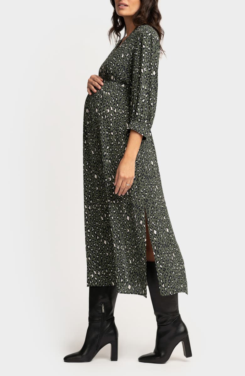 Seraphine Leopard Print Maternity Midi Dress, Alternate, color, 