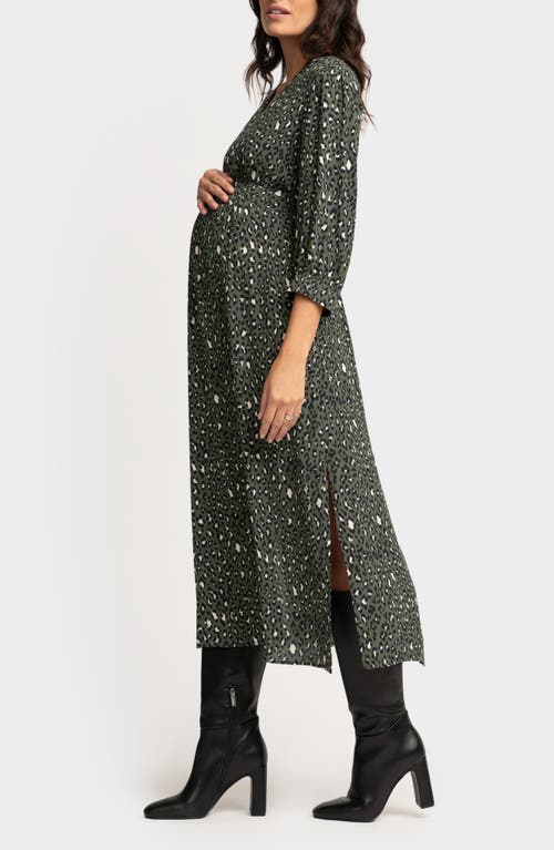 Seraphine Leopard Print Maternity Midi Dress In Multi Black