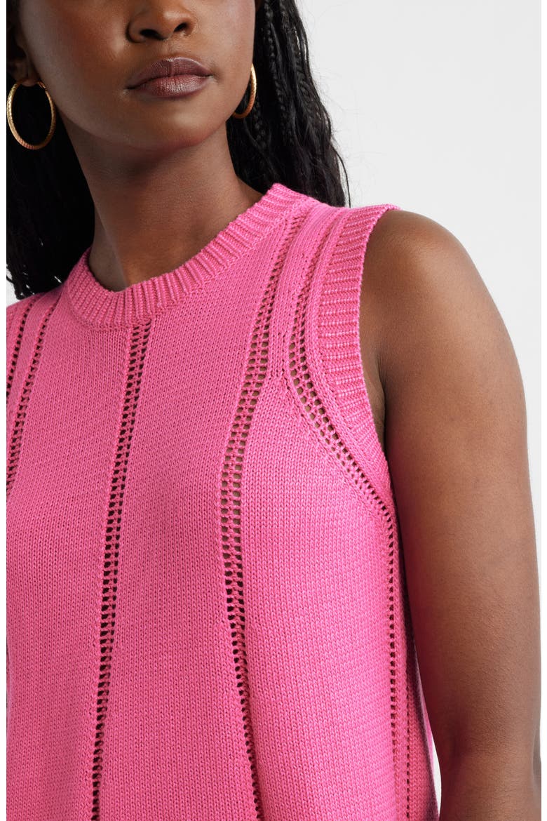 Open Stitch Sleeveless Sweater, Alternate, color, PINK SHOCK