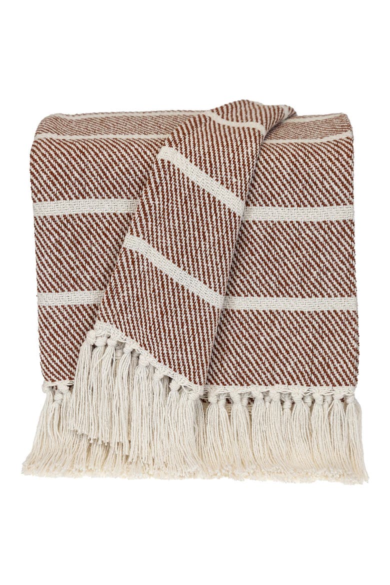 Mio Stripe Handloomed Throw Blanket, Main, color, RUST