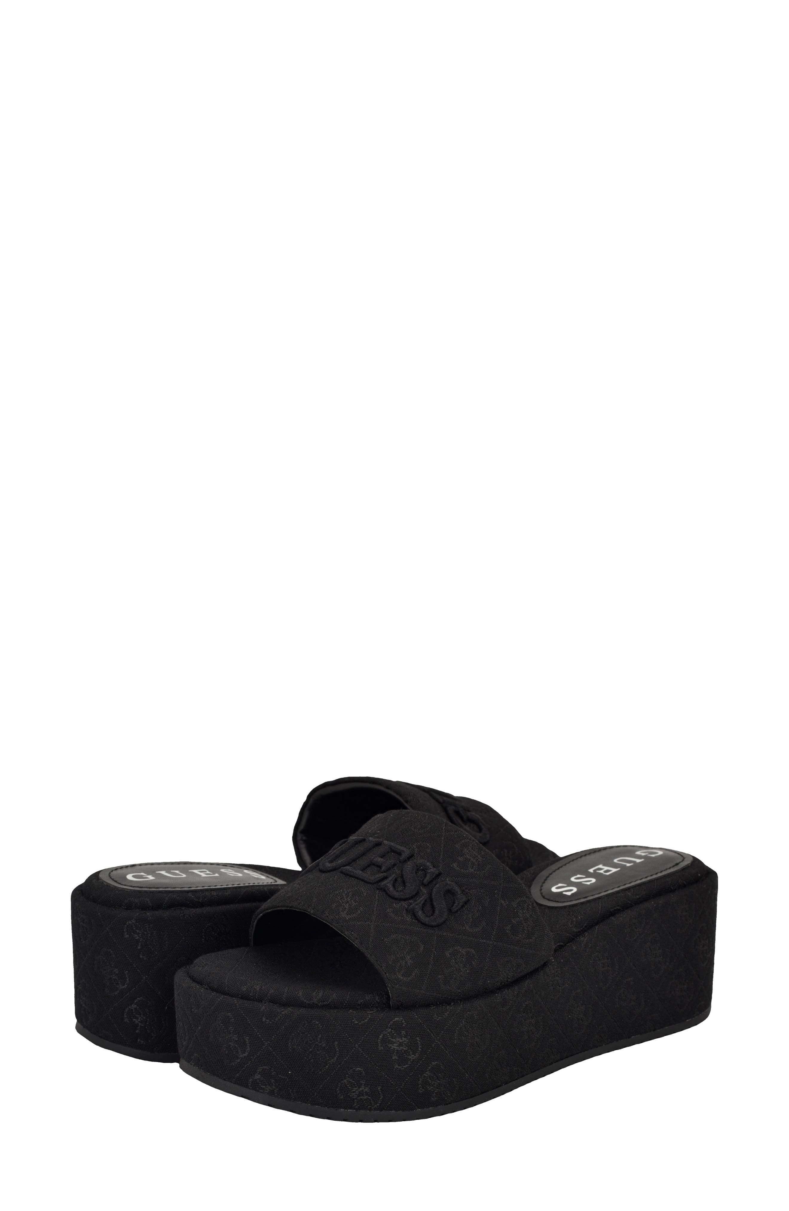 GUESS Bintai Platform Wedge Slide Sandal, Alternate, color, Black