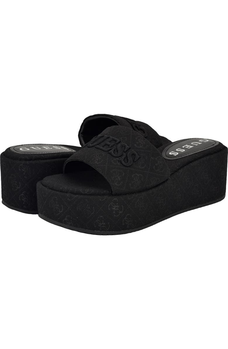 GUESS Bintai Platform Wedge Slide Sandal, Alternate, color, Black