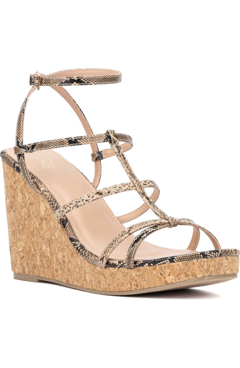 NEW YORK AND COMPANY Abla Platform Wedge Sandal, Main, color, Dark Tan