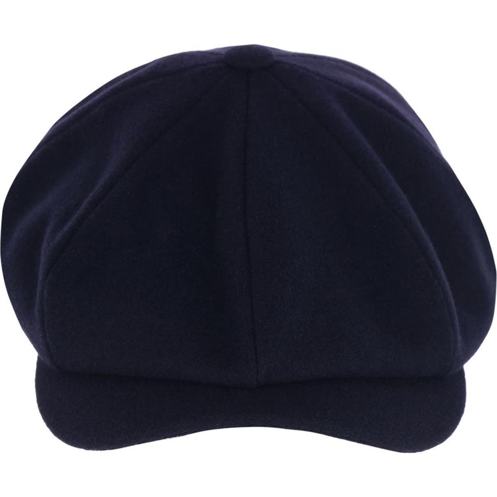 Wigens Classic Retro Newsboy Cap With Curved Peak In Navy