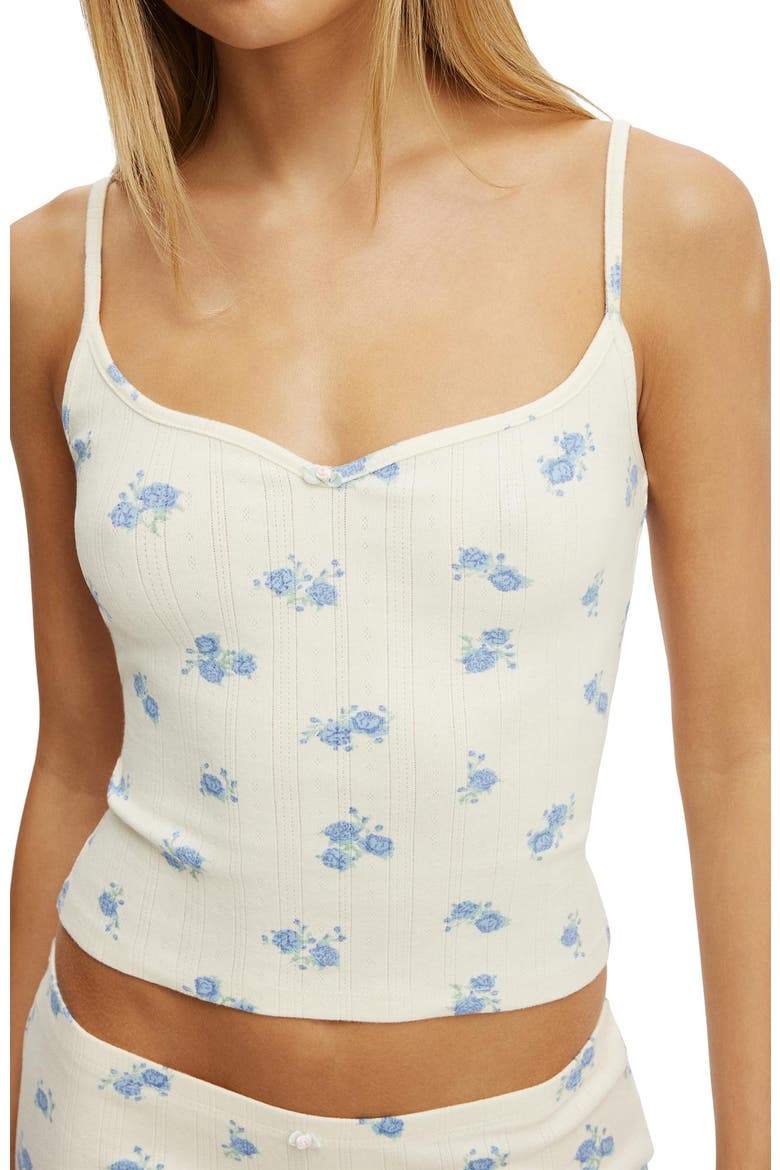 Women's Dreamy Soft Pointelle Cami, Alternate, color, Penelope Floral Oat Milk