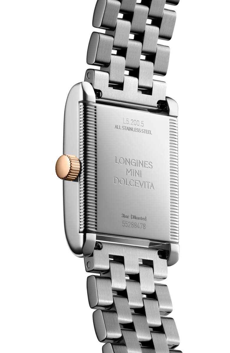 Longines Mini DolceVita Two-Tone Bracelet Watch, 29mm x 21.5mm, Alternate, color, Silver