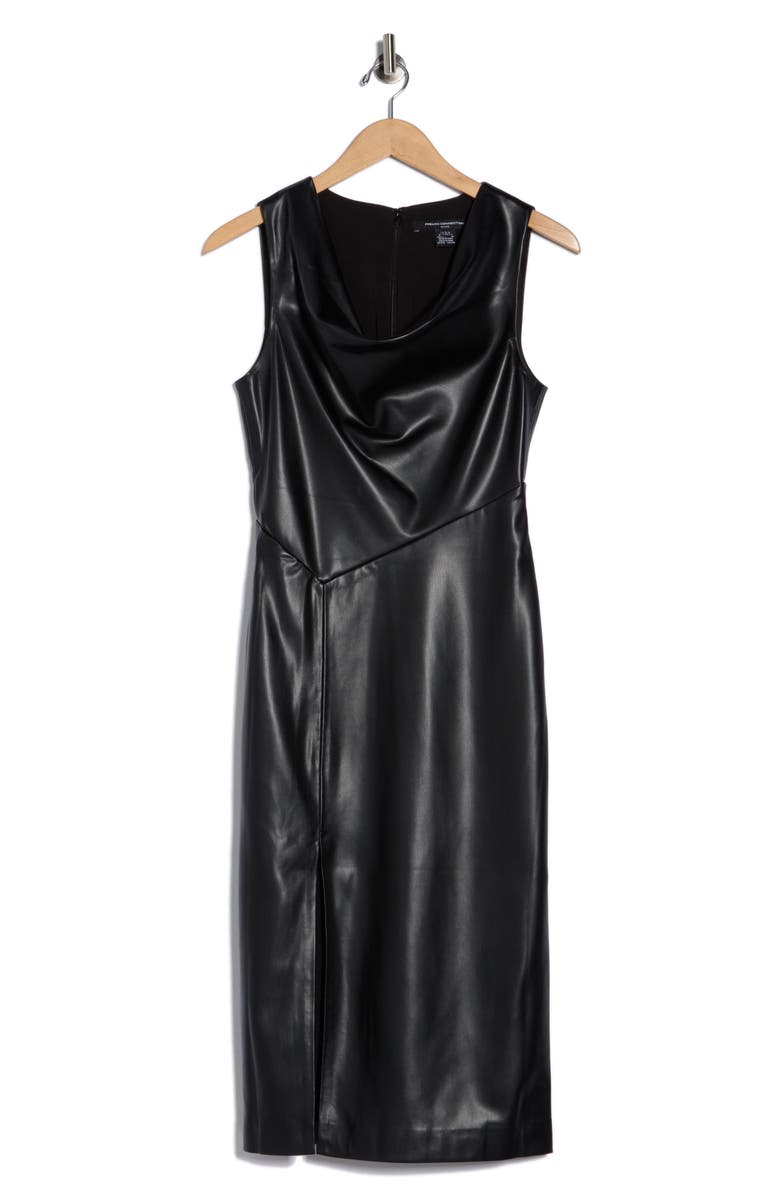 French Connection Elettra Faux Leather Sleeveless Midi Dress, Alternate, color, Blackout